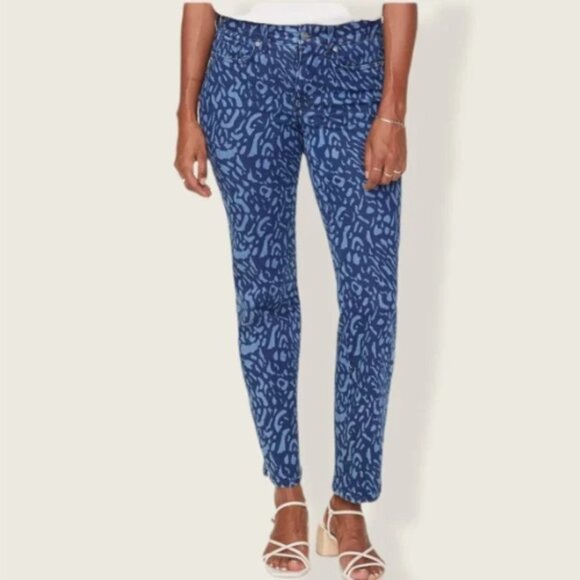 NWT NYDJ Marilyn Straight Ankle Animal Print Stretch Jeans Sz. 0 - Picture 1 of 2